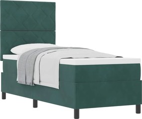 vidaXL Boxrugós ágy matracmal fejtámlával Sötétzöld 80 x 200 cm szövet