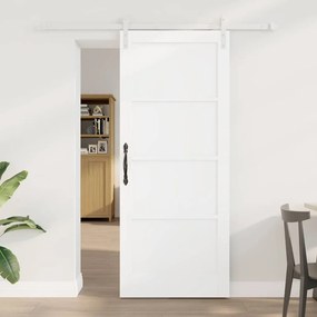 Csúszó Ajtó Fehér 83 x 202 cm Tömör fenyő és acél