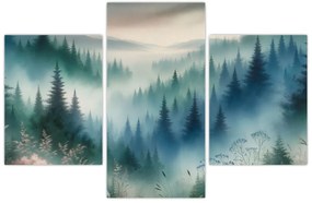 Kép - Erdős táj köddel (90x60 cm)