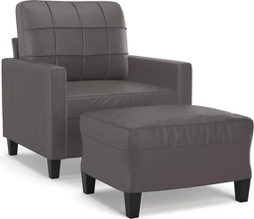 vidaXL szürke műbőr kanapéfotel lábtartóval 60 cm