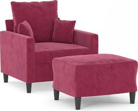 vidaXL bordó bársony kanapéfotel lábtartóval 60 cm