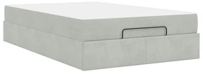 Ágykeret matracmal tárolóval Világosszürke 140 x 190 cm Bársony