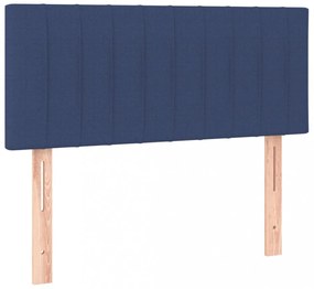 kék szövet rugós és LED-es ágy matraccal 80 x 200 cm