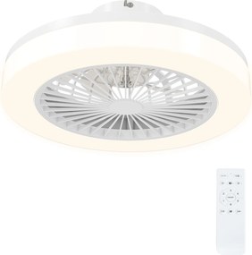 HOMCOM Mennyezeti Ventilátor Világítással és Távvezérléssel, Ø46 cm, 40W Dimmable LED Mennyezeti Fény, 6 sebesség, időzítő, fordítható DC motor, akril