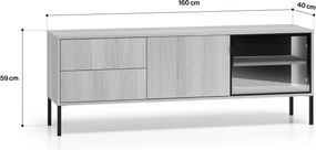Harmona TV-szekrény 160 cm fiókokkal és világítással - lindberg tölgy