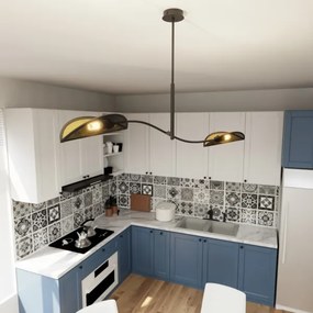 Csillár rúdon LOTUS 2xE14/10W/230V fekete/arany