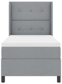 Boxspring Ágy Matrac Nélkül, Világosszürke, 90x190 cm, Szövet