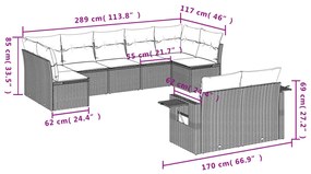 9 részes barna polyrattan kerti ülőgarnitúra párnákkal