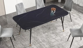 PARIS design üveg étkezőasztal - 180cm - fekete