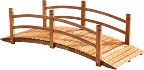 Outsunny 185x72x58 cm Természetes Fa Íves Híd Kézkorláttal Kert díszítéshez 200 kg teherbírással | Aosom