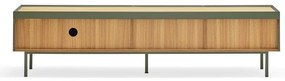 Zöld-natúr színű TV-állvány tölgyfa dekorral 180x45 cm Arista – Teulat