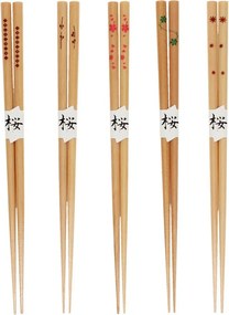 Natúr színű fa evőpálcika szett 5 db-os Delicate – Rex London