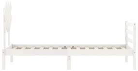 fehér tömör fa ágykeret fejtámlával 90 x 200 cm