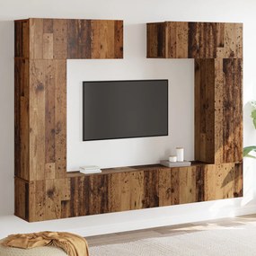 TV Szekrény Szett 6 pcs Régi fa 200 x 30 x 150 cm Faanyag