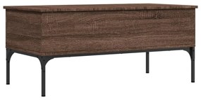 barna tölgyszínű szerelt fa és fém dohányzóasztal 100x50x45 cm