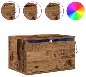 Éjjeli asztal LED világítással, régi fa 50x36x30 cm