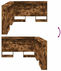 Tároló fejtámla polcokkal Füstölt tölgy 120 cm Faanyag