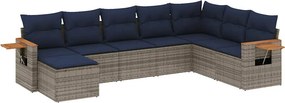 vidaXL 8 részes szürke polyrattan kerti ülőgarnitúra párnával
