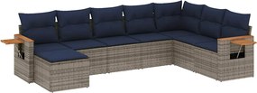 vidaXL 8 részes szürke polyrattan kerti ülőgarnitúra párnával