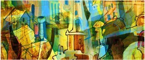 Kép - Építészet, kubista absztrakció (120x50 cm)
