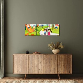 Kép a gyermekek szórakozásáról a homokozóban (órával) (90x30 cm)