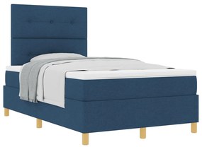 Kék Box Spring Ágy Matraccal Kis Kétszemélyes Szövet