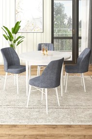 Rox étkezőgarnitúra, fehér-füstszürke, 90 cm