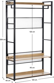 Polcállvány polcokkal, tölgy/fekete, KILOS NEW TYP 2