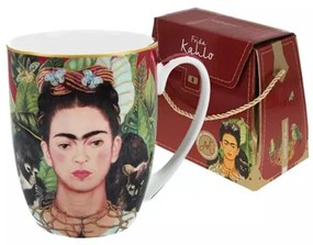 H.C.836-0001 Porcelánbögre 380ml, dobozban, Frida Kahlo: Önarckép tövisnyaklánccal, kolibrivel