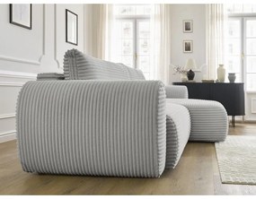 Világosszürke kordbársony kinyitható sarokkanapé (jobb oldali) Lucien – Bobochic Paris