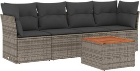 vidaXL 5 részes szürke polyrattan kerti ülőgarnitúra párnákkal