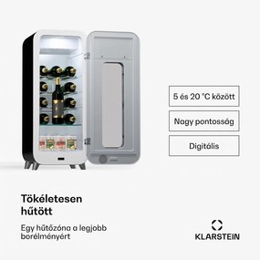 Klarstein Shirley 15 Uno. borhűtő, 15 palack, 5 - 20 °C, érintésvezérlés, retró