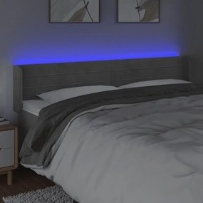 világosszürke bársony LED-es fejtámla 203 x 16 x 78/88 cm