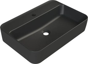 CeraStyle HERA - PULTRA ültethető - Top Counter - porcelán mosdó - MATT FEKETE - 60 x 42 cm