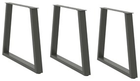 3 db antracitszürke, V-alakú acél étkezőasztalláb 80 x (72-73,3) cm