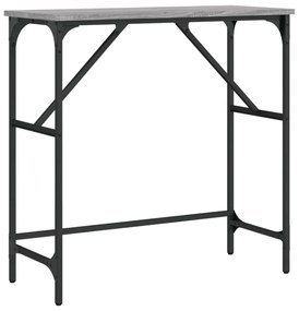 szürke sonoma színű szerelt fa konzolasztal 75x32x75 cm