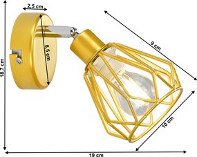 Fali lámpa, arany/fém, OKIRA TYP 2