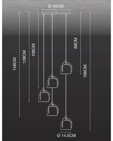 Nordlux - Csillár zsinóron BOSHI 5xE14/40W/230V
