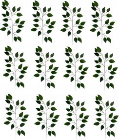 12x Műlevél Benjámin Fikusz Váll Ág zöld Mesterséges levelek