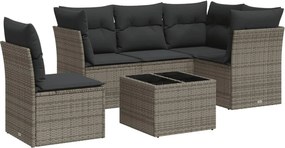 vidaXL 6 részes szürke polyrattan kerti ülőgarnitúra párnákkal