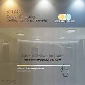 V-TAC 35 Cm LED Mennyezeti Lámpa Csillagokkal 24W, Bling Star Cover 3in1, Változtatható Szín Hideg - Természetes - Meleg Fehér