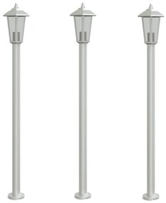 3 db ezüstszínű rozsdamentes acél kültéri állólámpa 120 cm