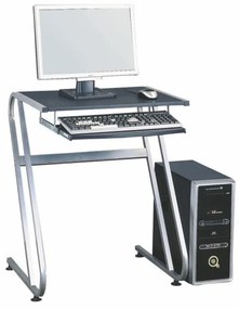 Számítógépasztal, fekete + ezüst, JOFRY