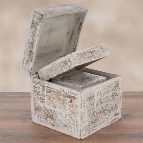 GARTHEN Kerti fa tárolódoboz Vintage 3 db fehér