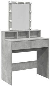 betonszürke fésülködőasztal LED-del 80 x 41 x 144,5 cm