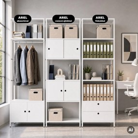 Irodai polc nyitott ruhaakasztó rúddal, recepcióra és váróterembe, fém, fehér, 800x2200x400 mm: ARIEL