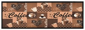 barna kávémintás mosható konyhai szőnyeg 45 x 150 cm