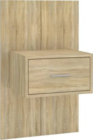 sonoma tölgyszínű szerelt fa ágyfejtámla szekrényekkel