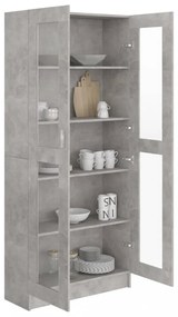 betonszürke szerelt fa vitrinszekrény 82,5 x 30,5 x 185,5 cm