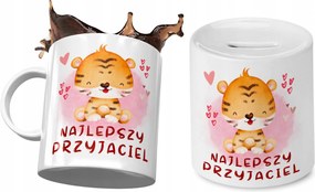 Tigris mintás bögre persely ajándék szett fényképpel